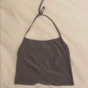 sparkly silver crop top